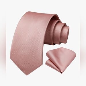 ⭐️Pick 3/$15 Blush Pink Men Formal Necktie with Pocket Square Set